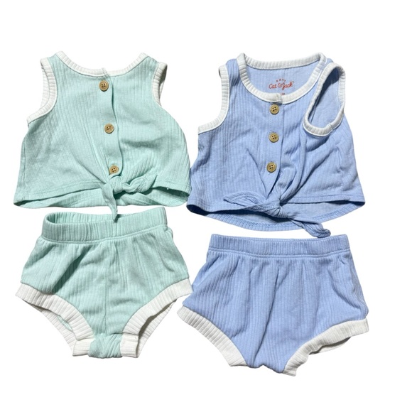 Cat & Jack | Baby Girl Ribbed Tank and Shorts Outfit | NB | 0-3M - Picture 1 of 5